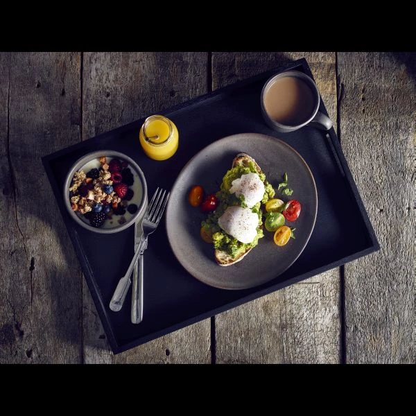 Solid Black Butlers Tray 44 x 32 x 4.5cm BT4432BK by Genware color Svart