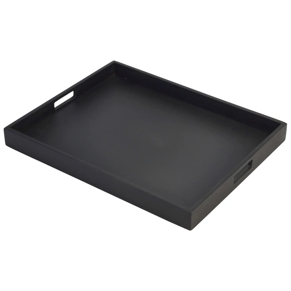 Solid Black Butlers Tray 49 x 38.5 x 4.5cm BT4938BK by Genware color Svart
