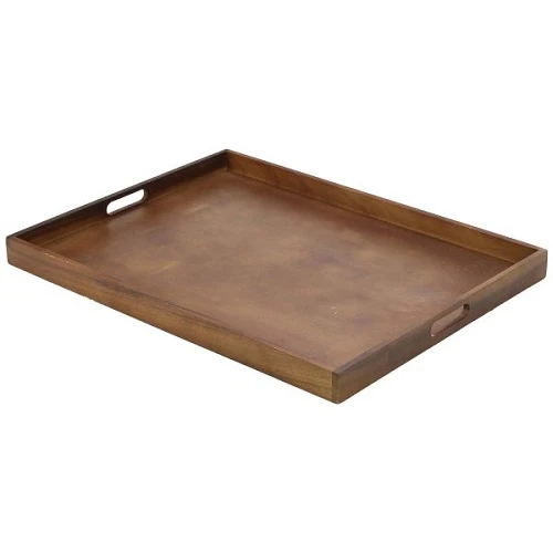 Kelnerbrett i akasietre 64 x 48 x 4,5 cm BT6448 by Genware color Svart