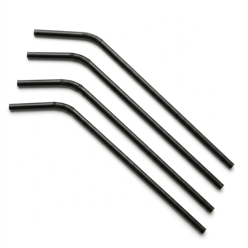 Sugerør m. knekk, sort, 6 x 245 mm / 500 stk 124591 by Multiline color Svart