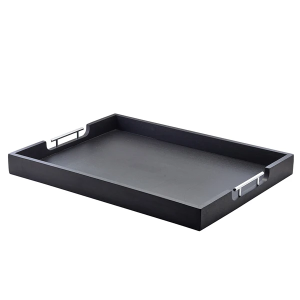 Solid sort butlerbrett med metallhåndtak 65 x 49 cm BTM6549BK by Genware color Svart