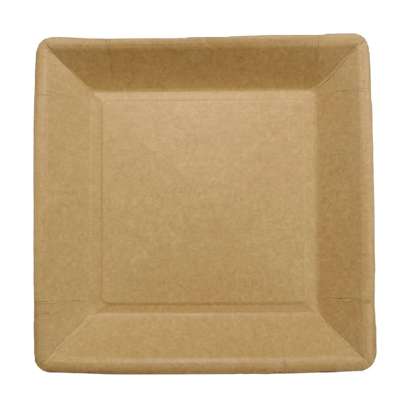 Papptallerken firkantet 18x18 cm kraft bionedbrytbar brun 50 stk. ML119667 by Multiline color Svart