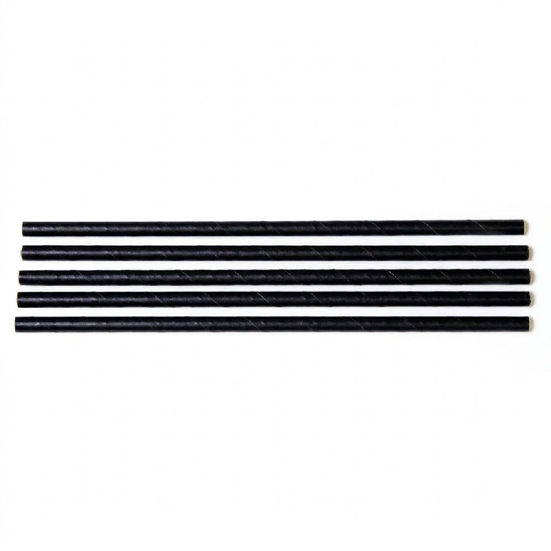 Sugerør Ø6x230 mm uten bøy bionedbrytbart papir sort ML124586 by Multiline color Svart