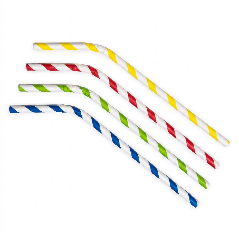 Sugerør Ø6x245 mm m/bøy bionedbrytbart papir 500 stk. ML124590 by Multiline color Svart