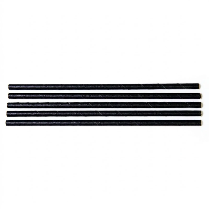Sugerør Ø7x150 mm uten bøy bionedbrytbart papir sort 250 stk. ML124592 by Multiline color Svart
