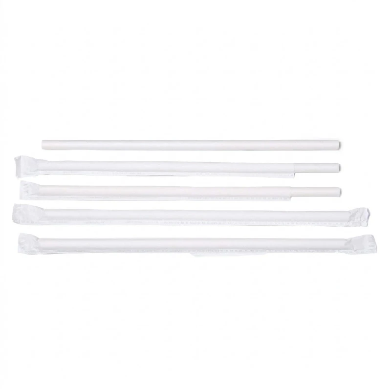 Sugerør Ø8x230 mm uten bøy enkeltpakket bio papir hvit ML124595 by Multiline color Svart