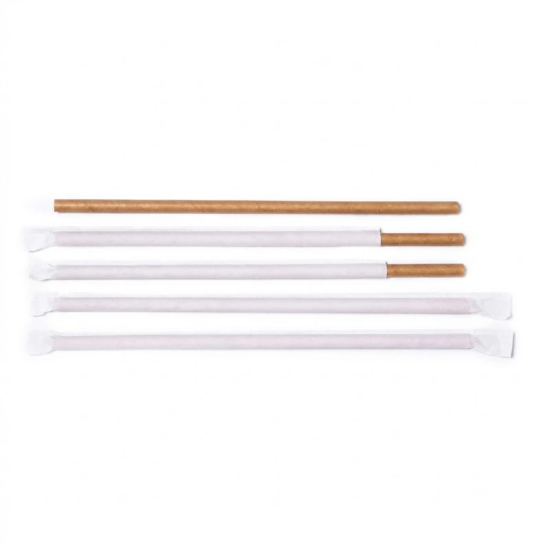 Papirsugerør Ø8x250 mm u/bøy enkeltpakket brun ML124596 by Multiline color Svart