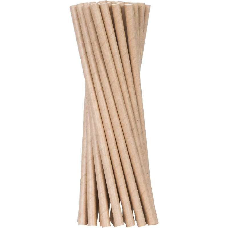 Sugerør Ø6x200 mm uten bøy bionedbrytbart papir brun 500 stk. ML125181 by Multiline color Svart