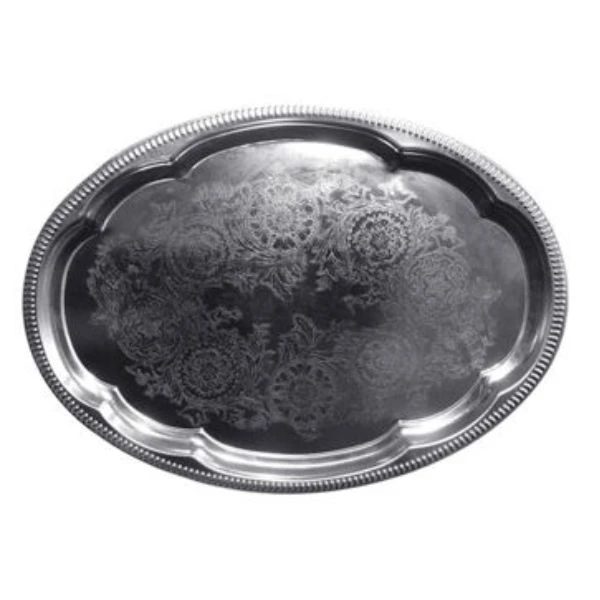 Ovalt Forkrommet Fat 45X34 cm 2034180 by HAAHR & CO color Silver