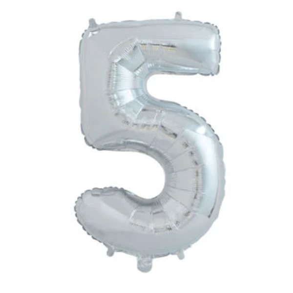 Ballong Nummer "5" Sølv 65 cm 4201515  color Svart