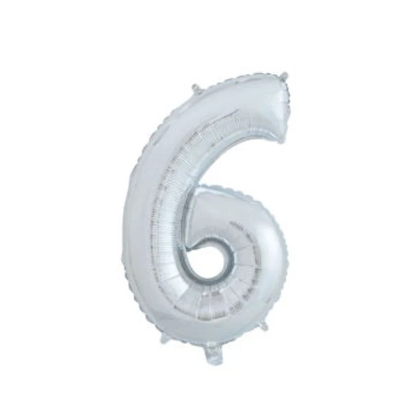 Tallballong Nummer "6" Sølvfarget 65 cm 4201516  color Svart