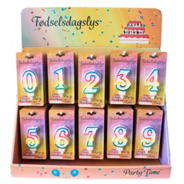 Bursdagslys 8 - Hvit med regnbuefarget tall, 8,5 cm 4201535-8 by BLoklys color Svart