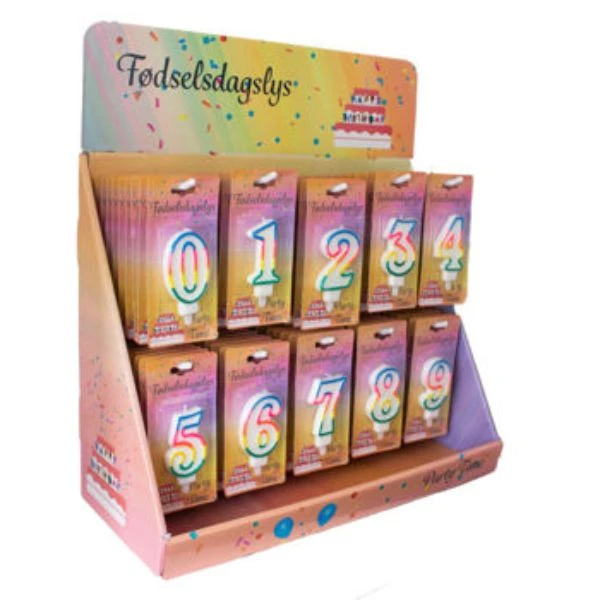 Bursdagslys 8 - Hvit med regnbuefarget tall, 8,5 cm 4201535-8 by BLoklys color Svart
