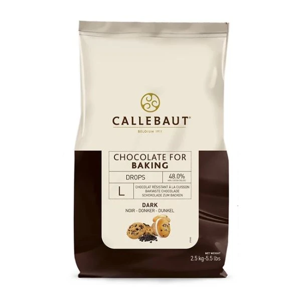 Mørke bakestabile sjokoladedråper, størrelse L Barry Callebaut 2,5KG 210745 by Barry Callebaut color Svart