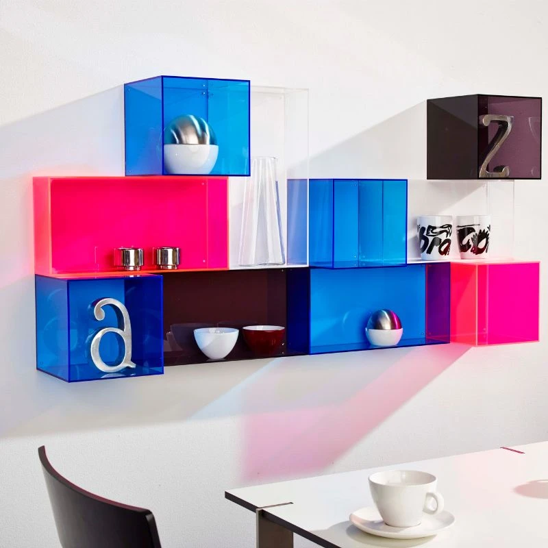 Kvadratisk veggkasse i rosa plast ST26991 by Neon living color Svart