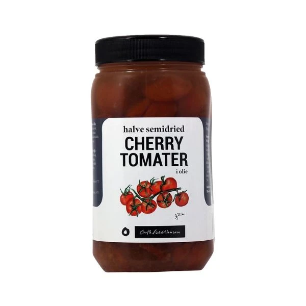 Tomater Cherry SemiDried Halve GL 1100 G 257457 by FELDTHUS color Svart