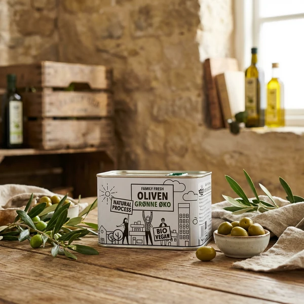 Oliven Grønne Øko 800 G 350142 by Family Fresh color Svart