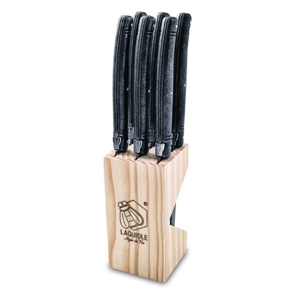 Grillkniver Laguiole Sort Stonewash Sett 6 SdV 530103 by STYLE DE VIE color Svart