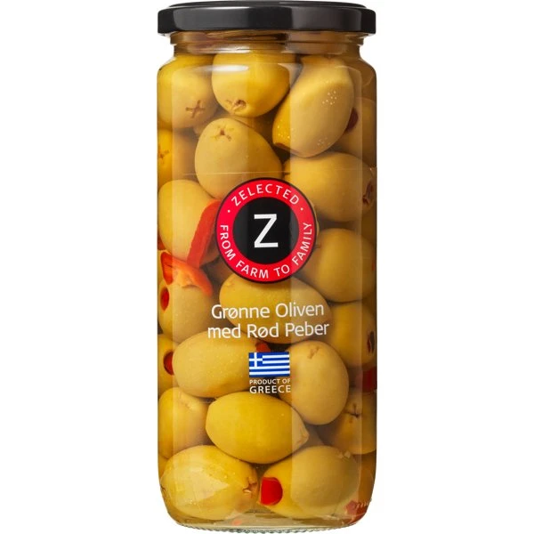 Zelected Oliven m/pepper 510g 10179 by Zelected color Svart