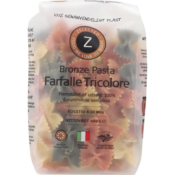 Pasta Farfalle 3-farget 400g Zelected 17706 by Zelected color Svart