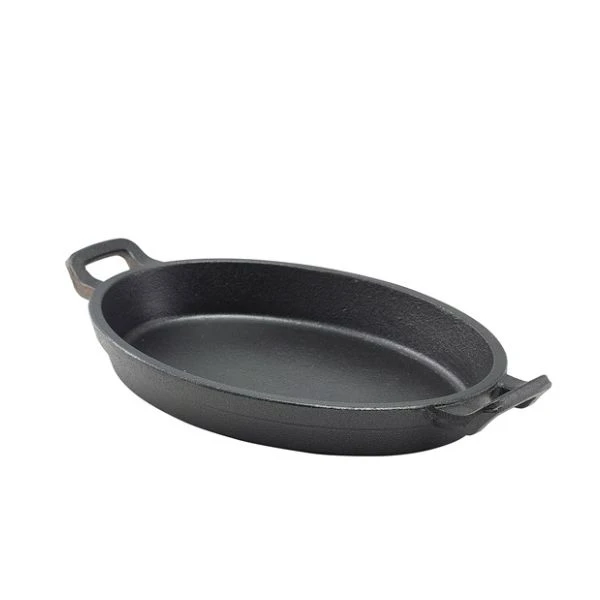 Mini ovalt støpejernsfat 24 x 17,3 x 3,4 cm C247 by Genware color Svart