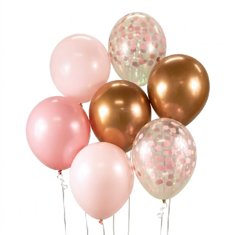Ballongbukett B&C pink og kobber 7 stk. BB-RMD7 by Godan color Svart