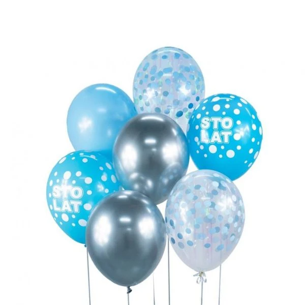 Ballongbukett B&C Sto Lat sølv og blå 7 stk. BB-SNS7 by Godan color Svart