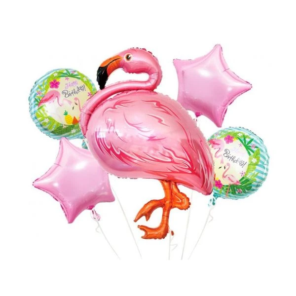 Folieballong - Flamingosett / 5 stk. BZ-HFLA by Godan color Svart