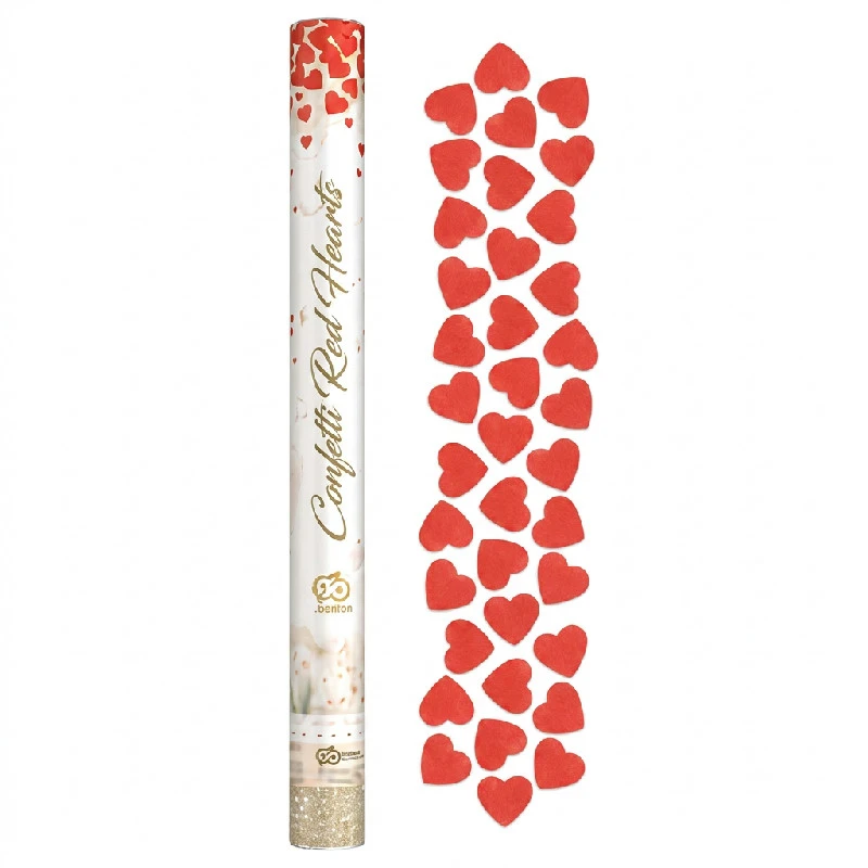 Konfettikanon med røde papirhjerter - 60 cm JC-KPSC60 by Godan color Svart