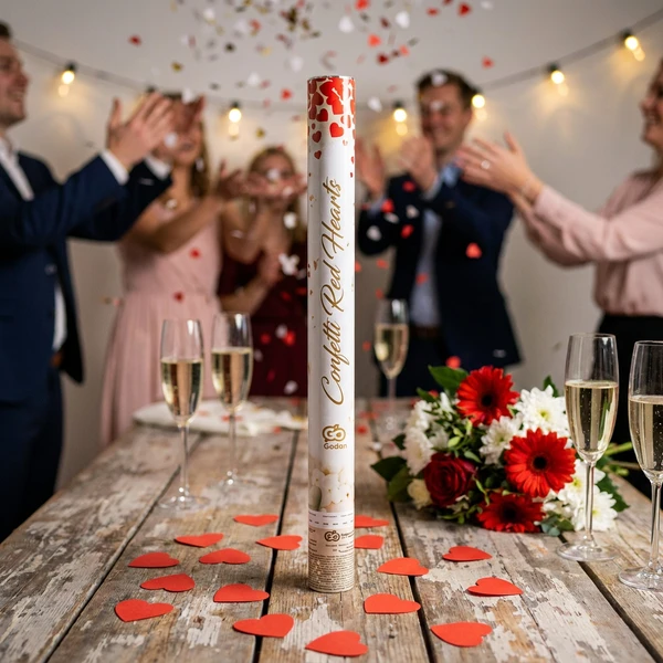Konfettikanon med røde papirhjerter - 60 cm JC-KPSC60 by Godan color Svart