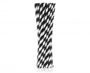 Papirsugerør sorte striper 6x197 mm / 250 stk. RP-CP25 by Godan color Svart