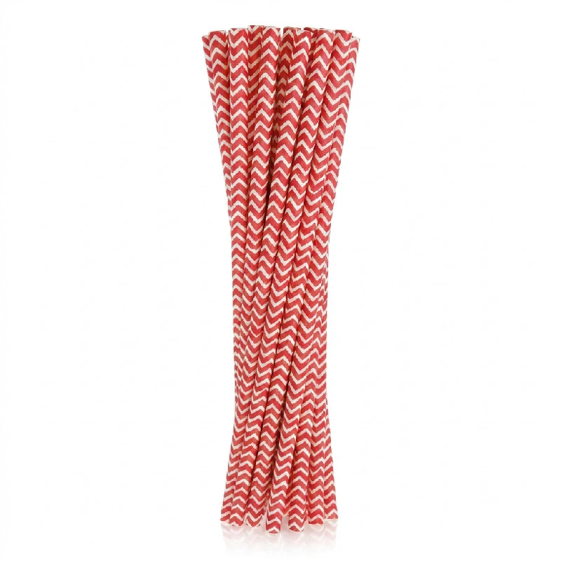 Papirsugerør rød chevron 6x197 mm / 24 stk. RP-CS24 by Godan color Svart
