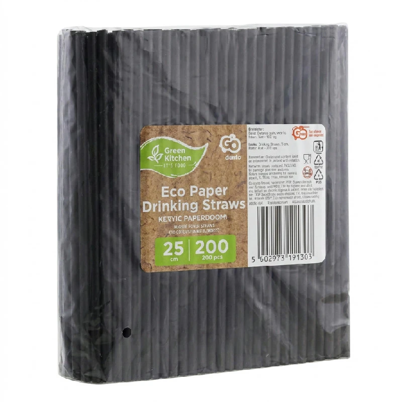 Papirsugerør sort 8x252 mm / 200 stk. RP-CZSH by Godan color Svart