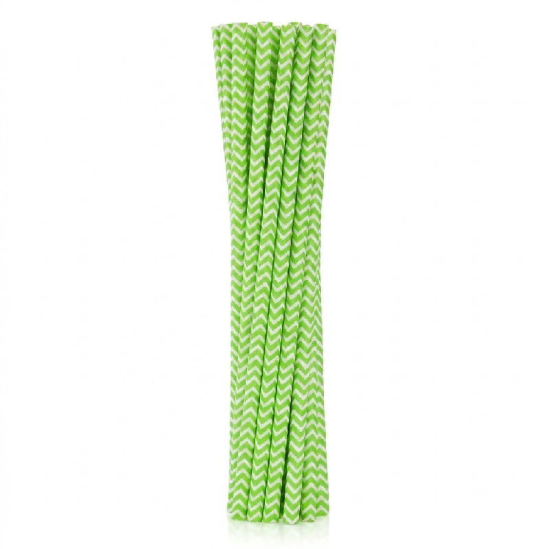Drikkepapirsugerør limegrønn chevron 6x197 mm / 12 stk RP-LS12 by Godan color Svart
