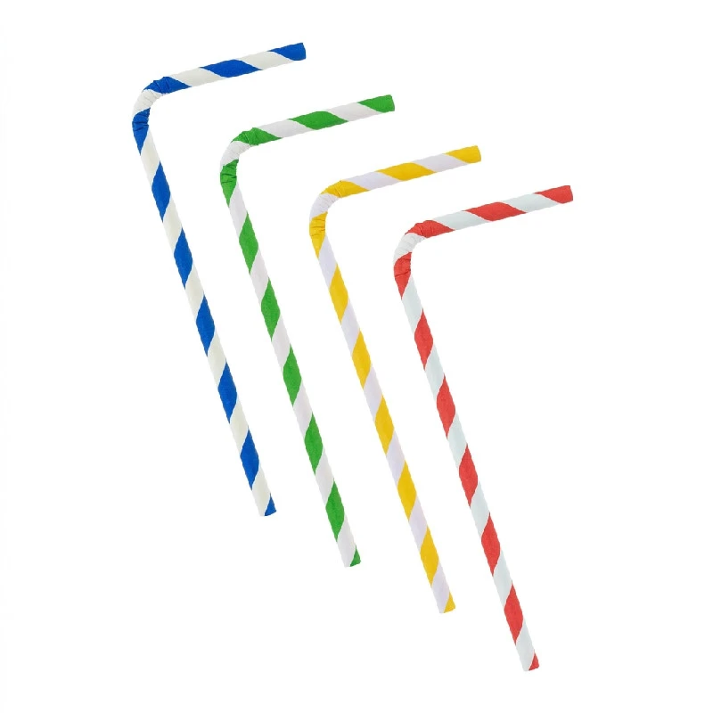 Fleksible stripete papirsugerør mix 6x200 mm 100 stk RP-LSTO by Godan color Svart