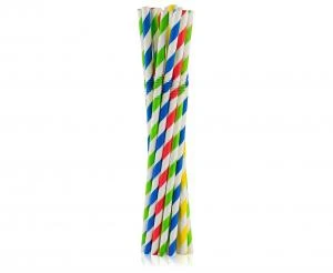 Fleksible stripete papirsugerør mix 6x200 mm 100 stk RP-LSTO by Godan color Svart