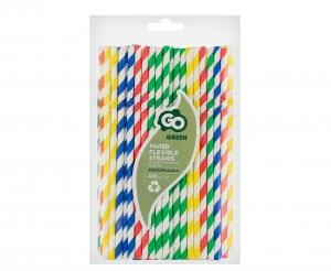 Fleksible stripete papirsugerør mix 6x200 mm 100 stk RP-LSTO by Godan color Svart