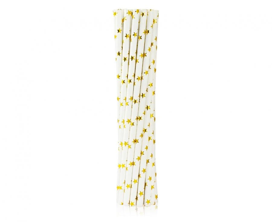 Papirsugerør med gullstjerner 6x197 mm / 12 stk RP-ZG12 by Godan color Svart