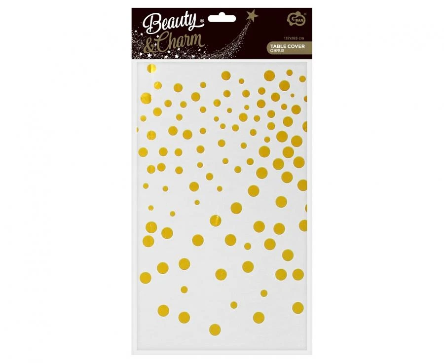 Foliebordduk B&C med gullprikker hvit 137x183 cm SH-OFGB by Godan color Svart