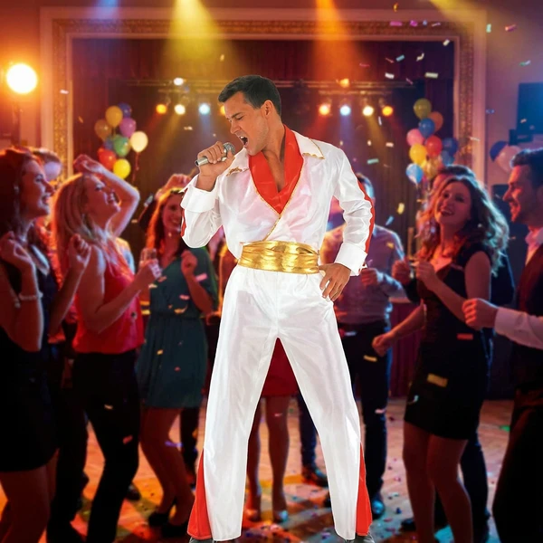 Elegant Elvis rollespillsett med skjorte, bukse & belte str. L SL-EELL by Godan color Svart