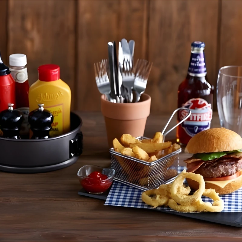 Mini Frityrkurv Til Servering 9.5 x 9.5 x 6cm - Rustfritt Stål SVB10 by Genware color Svart