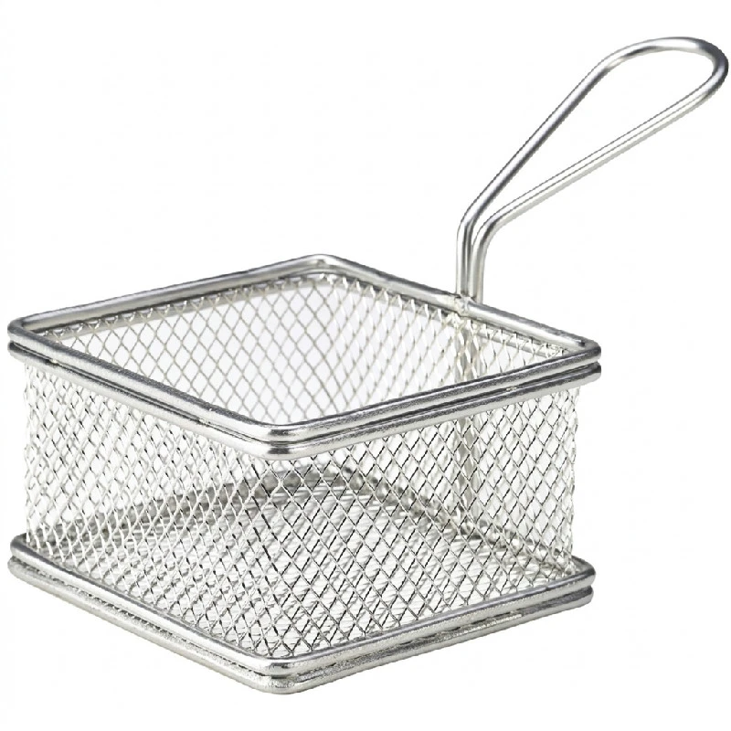 Mini Frityrkurv Til Servering 9.5 x 9.5 x 6cm - Rustfritt Stål SVB10 by Genware color Svart
