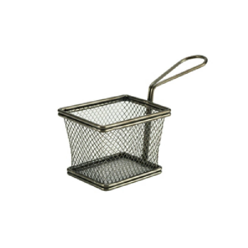Mini Frityrkurv til Servering Sort 10 x 8 x 7,5 cm - Rustfritt Stål SVB1008BK by Genware color Svart