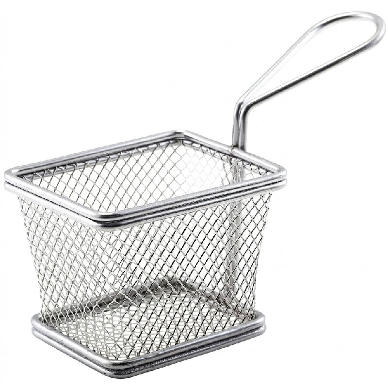 Mini Frityrkurv til Servering 10 x 8 x 7,5 cm - Rustfritt Stål SVB1008 by Genware color Svart