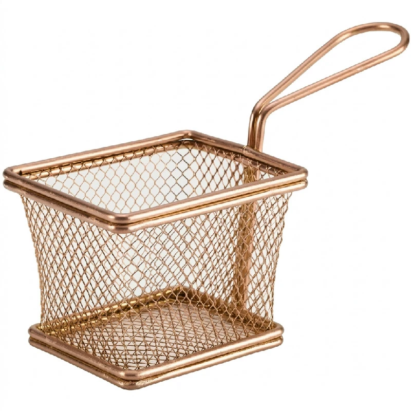 Mini Frityrkurv Til Servering Pommes Frites Kobber 10 x 8 x 7,5cm SVB1008C by Genware color Svart