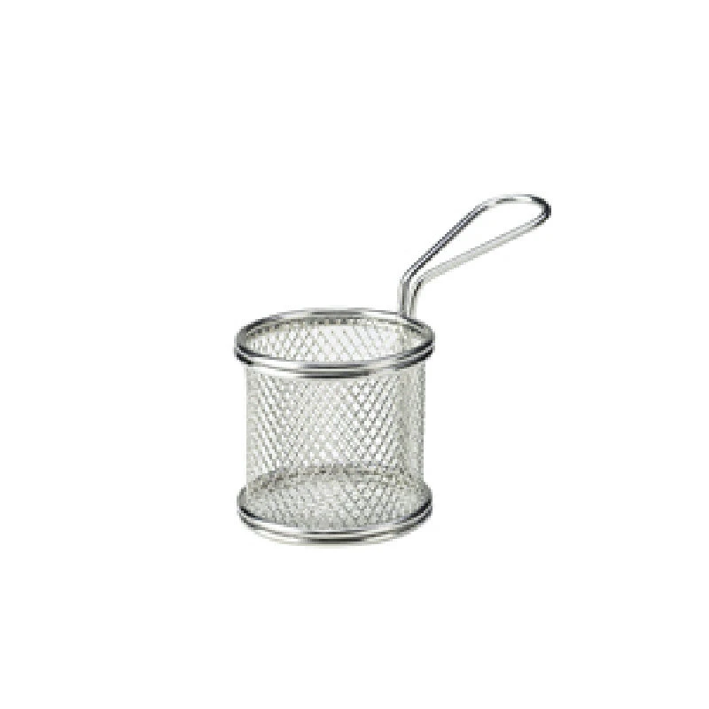 Rund Mini Frityrkurv til Servering 9,3 x 9 cm - Rustfritt Stål SVBR09 by Genware color Svart