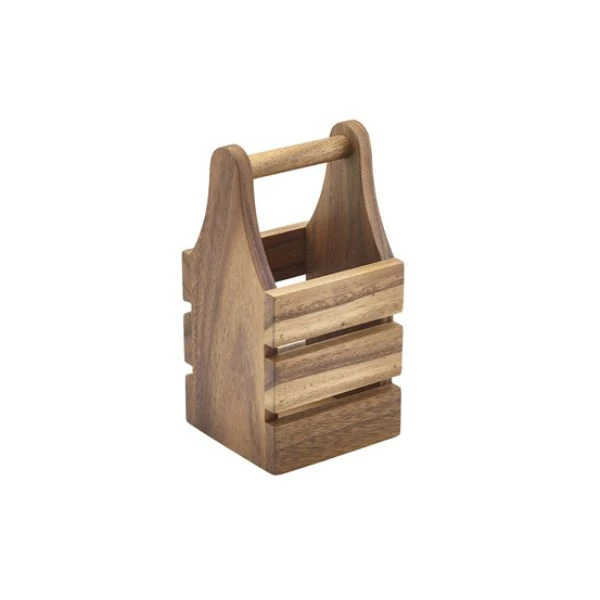 Trekasse bestikkholder i akasietre 10 x 10 x 20cm WCH10 by Genware color Svart