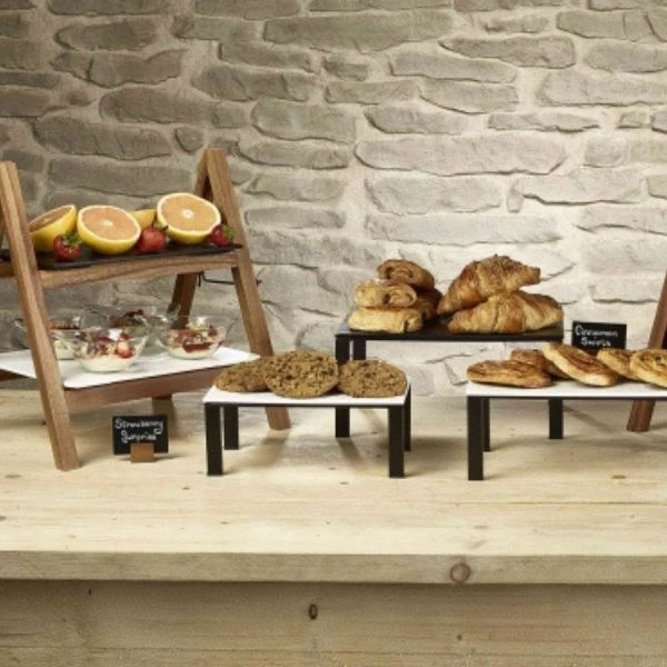 Skiltholder i akasietre 3 x 2,5 x 2,5 cm WSH3 by Genware color Svart