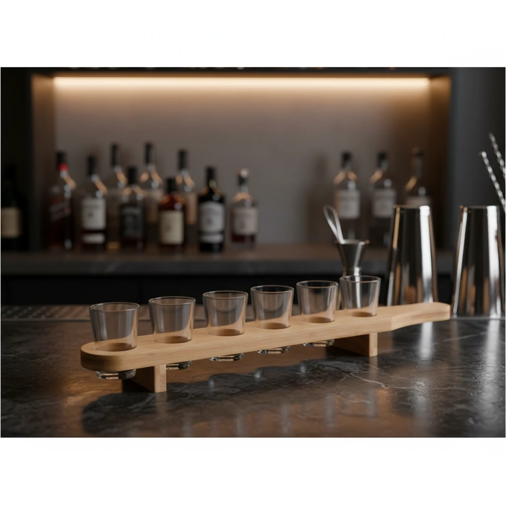 Shotglass-sett 7 stk med trebrett CD1002810 by Koop color Helder