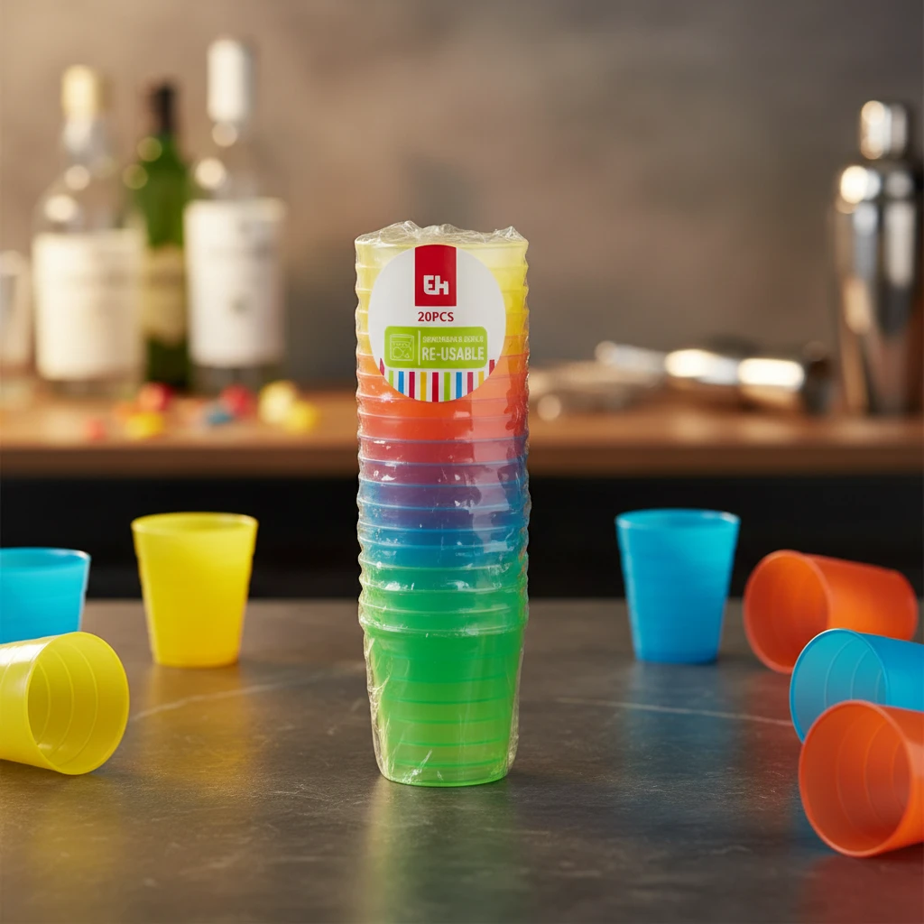 Shotglass 30ml, 20 stk, 4 farger 178000650 by Koop color Helder